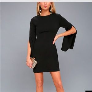 LULUs Hepburn black belle sleeves mini dress!